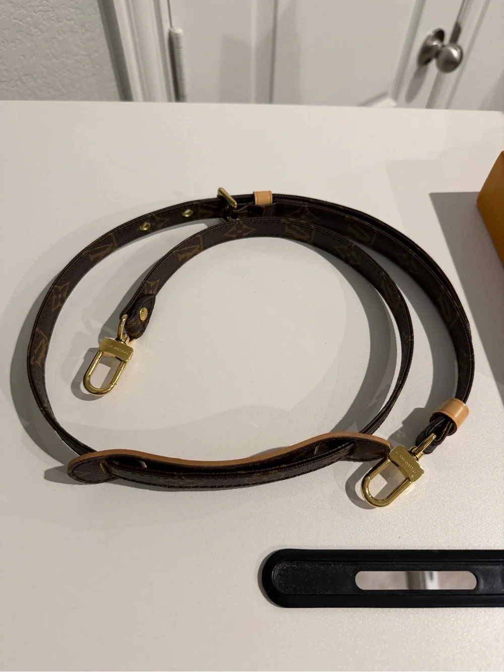 LV Adjustable Strap 16mm Monogram Full Set with COA